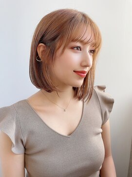 ハピネス 王寺店(Happiness) ボブ フェザーバング ショコラブラウン 大人かわいい 20代30代