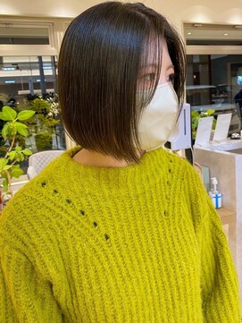バランス ヘアーアンドアイラッシュ 野田店(balance.) 前下がりボブ×オリーブグレージュ