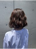 ボブパーマ大人可愛いなみなみウェーブショコラブラウン