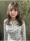ミディアムボブワンカールシアベージュ20代30代40代大人可愛い