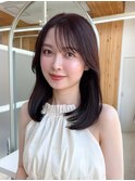 暗髪でも出せるこなれ感フェイスレイヤー×ナチュラルミディアム