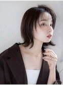 大人可愛い20代30代40代小顔ウルフレイヤーボブグレージュ