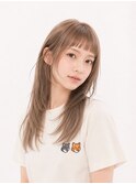 韓国レイヤー×ピンクベージュロング