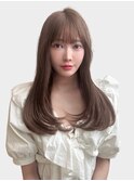 大人美人艶カラーページュ小顔カット透明感レイヤーロング