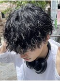 梅田波巻きスパイラルパーマセンターパートシャドウパーマ30代