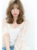 くびれヘア韓国風巻きアプリコットオレンジ夏ハイライト