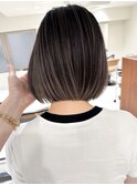 高崎ボブ白髪ぼかしハイライトショートボブカット30代40代