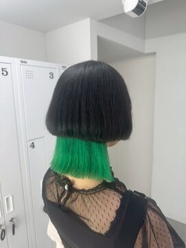 イロウ 山口どうもん店(IROW) デザインカラー/グリーン/クラゲヘア/ブリーチ