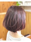 ピンクベージュ×大人かわいいナチュラルボブ