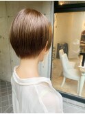 大人可愛いふっくらマロンベージュ乾かしっぱなしショート