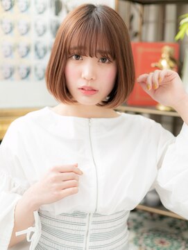 カバーヘア ブリス 戸田公園西口店(COVER HAIR bliss) シースルーバング艶ブラウン前下がりボブc5戸田公園20代30代40代