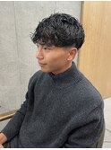 大人男性刈り上げナチュラルパーマビジカジ清潔感パーマ