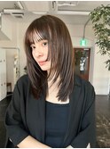 顔周りレイヤーミディアム髪質改善カラー