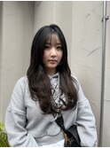 ワインレッドハイトーンウルフレイヤーロングブリーチカラー渋谷