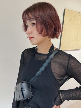 ユー セント(yew scent) ピンクブラウン×パーマボブ