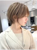 横顔美人ショート/ハイライト/髪質改善