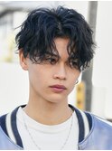渋谷メンズパーマサーフカール波巻きパーマセンターパートウルフ
