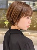 丸みショートボブ/絶壁ゼッペキ解消/大人癖毛くせ毛多毛前髪あり