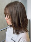 ストレートナチュラルショートミディアムレイヤーミルクブラウン