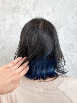 デミヘアー(Demi hair) インナーブルー×シルバーグレー