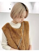 【mood】切りっぱなし金髪ボブロンドヘアパール小顔ラフクール