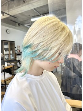 メゾンイロ(Maison I.R.O+) エンドカラーミントブルー×ブロンド