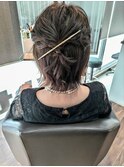 外はねハーフアップアレンジ