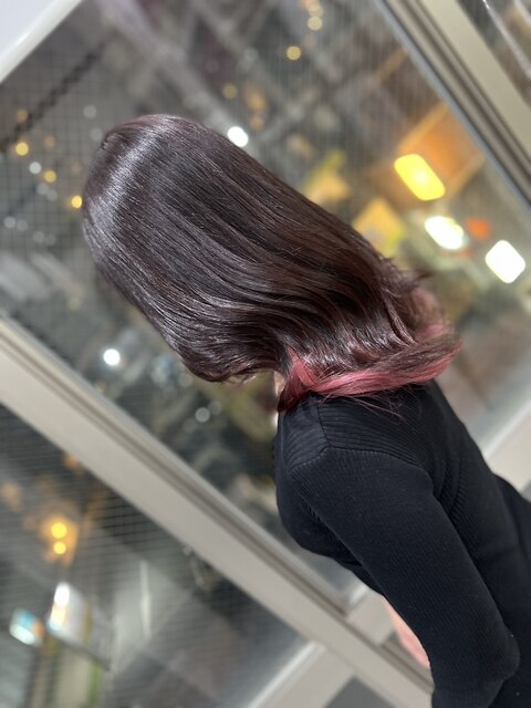 裾カラー☆ピンクレッド