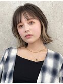 原宿ローライトブリーチダブルカラーインナーカラーショートボブ