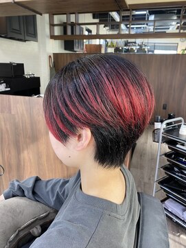 バトン(baton) ショート+ボルドーバレイヤージュ