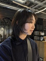 顔まわりカット×ミディアムレイヤー