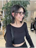 鎖骨ボブぷつっとボブ大人女性黒髪前髪なし◎杉本