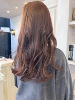 キャアリー(Caary)&nbsp;福山市美容室Caaryロングヘア春オレンジブラウンカラー艶カラー