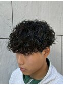 シャドウパーマラウンドマッシュフェザーパーマメンズパーマ眉毛