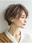大人ショートボブ白髪ぼかし脱白髪染め40代50代60代♪
