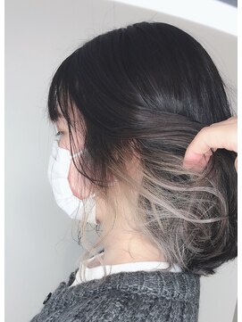 ナンバー(number+) 20代30代大人可愛いインナカラーグレーホワイトボブディ