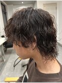 波巻きスパイラルパーマウルフカットツイストパーマメンズパーマ