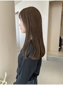サラ艶ロングミディアムストレートミルクティーベージュ