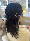 結婚式 二次会 お呼ばれ ハーフアップ×シルバーピン