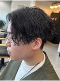 波巻きパーマメンズパーマメンズヘアツーブロックツイストパーマ