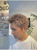 スパイキーショート／ミルクティーベージュ／メンズカット