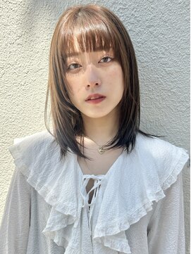 リジェール 鶴舞店 レイヤーミディ/ハッシュカット/シルキーベージュ/鶴舞