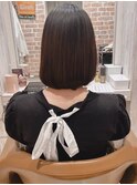 大人かわいい☆丸みを残した前上がりミディアムボブ♪縮毛矯正