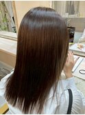 大船駅ブラウン顔周りレイヤーカットオリーブベージュカラー◆