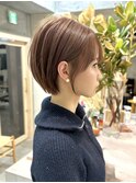透明感カラー ボブ 前髪 ショート カラー ブリーチ&ダブルカラー