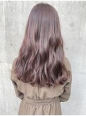 ピンクベージュカラー 波ウェーブで艶感アップ！