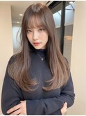ベージュグレー黒髪レイヤーくびれヘア小顔10代20代30代40代