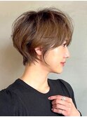 大人ショートボブ/白髪染め/マロンブラウン@30代@40代@50代