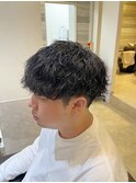 波巻きスパイラルパーマ/刈り上げマッシュ