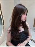 韓国ヘアーハッシュカットレイヤーカット水光肌グレージュ